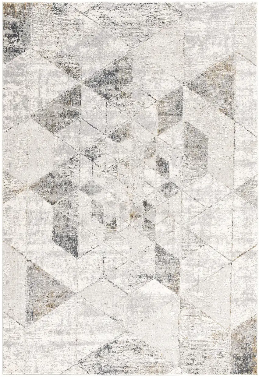 Gray And Ivory Geometric Area Rug Photo 6