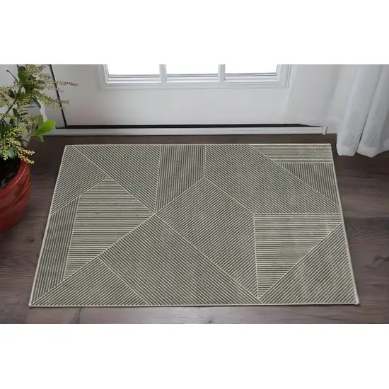 Gray And Ivory Geometric Area Rug Photo 1