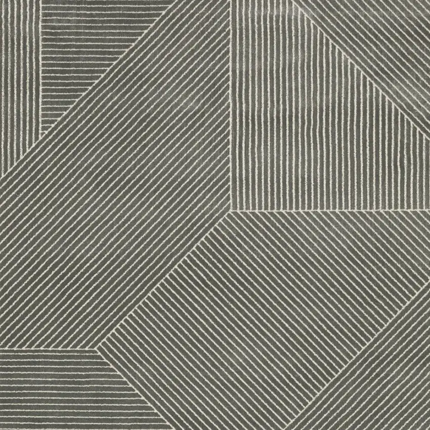 Gray And Ivory Geometric Area Rug Photo 6