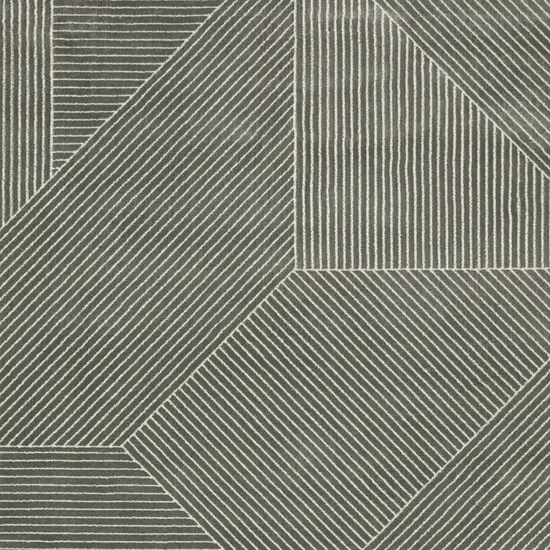 Gray And Ivory Geometric Area Rug Photo 6
