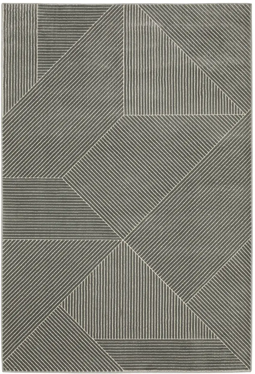 Gray And Ivory Geometric Area Rug Photo 2