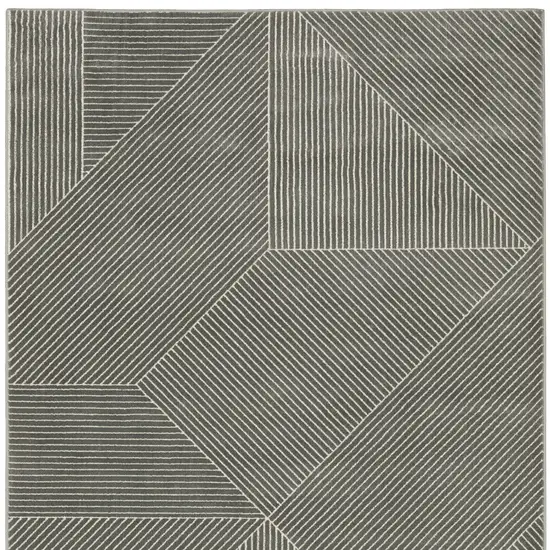 Gray And Ivory Geometric Area Rug Photo 7