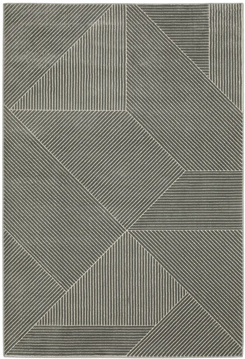 Gray And Ivory Geometric Area Rug Photo 4