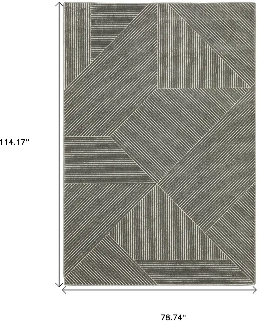 Gray And Ivory Geometric Area Rug Photo 3