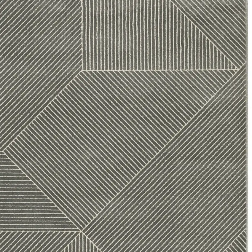 Gray And Ivory Geometric Area Rug Photo 6