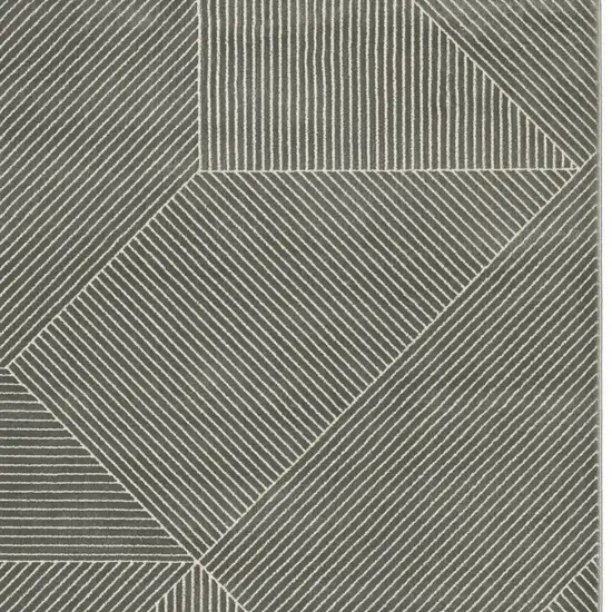 Gray And Ivory Geometric Area Rug Photo 6