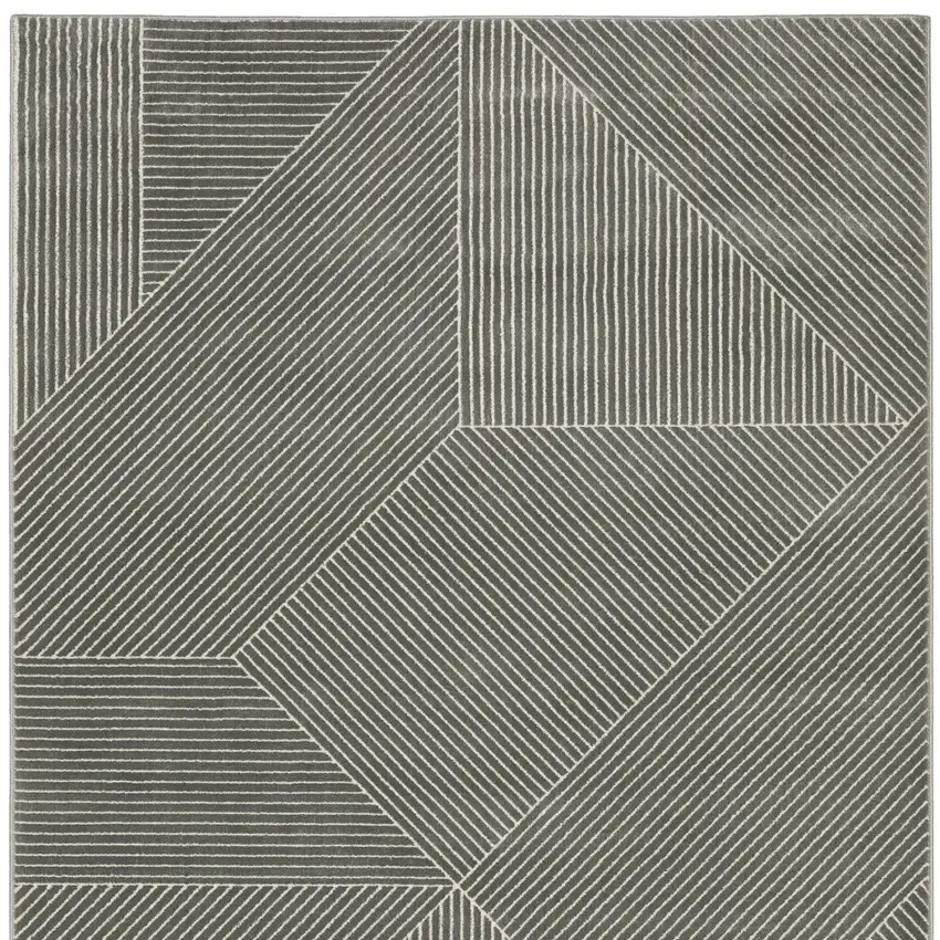 Gray And Ivory Geometric Area Rug Photo 7
