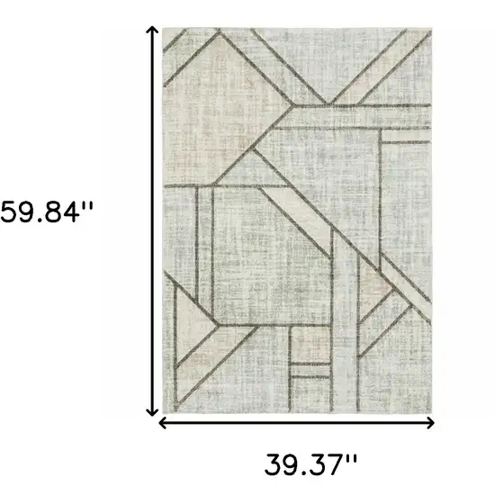 Gray And Ivory Geometric Power Loom Area Rug Photo 3