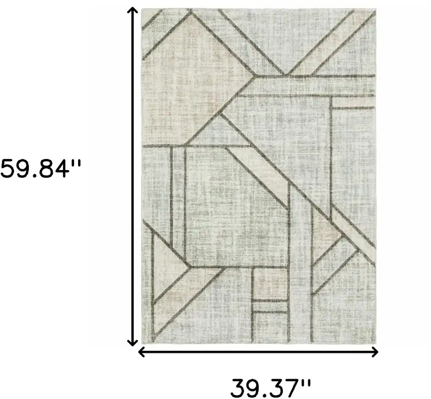 Gray And Ivory Geometric Power Loom Area Rug Photo 3