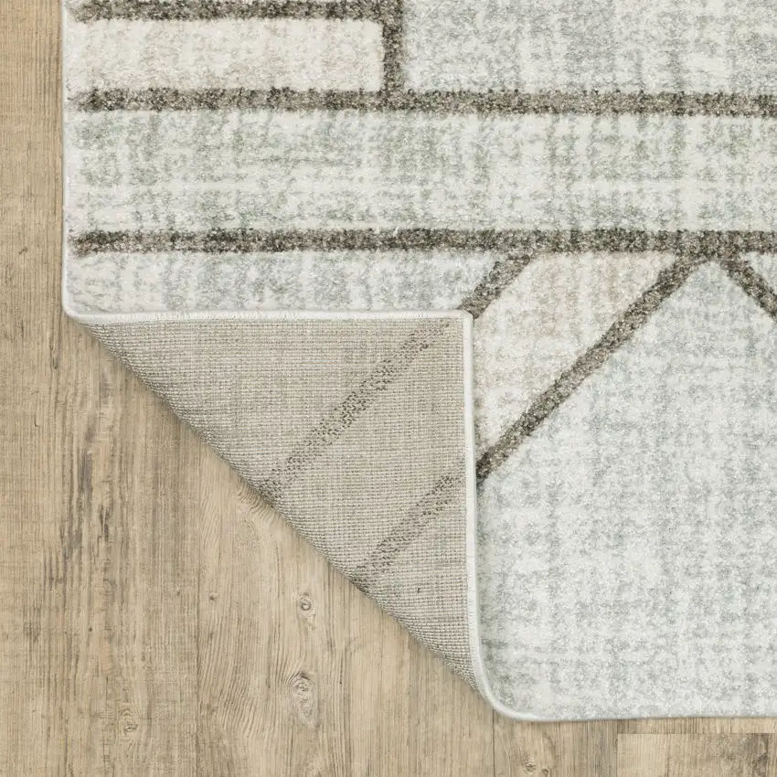 Gray And Ivory Geometric Power Loom Area Rug Photo 8