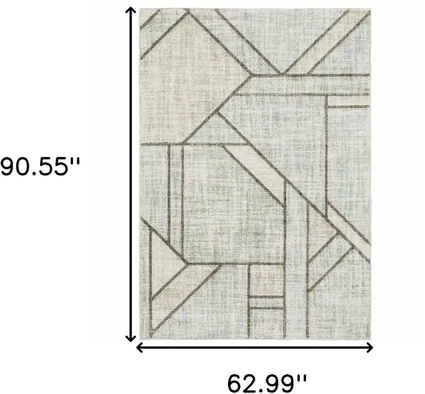 Gray And Ivory Geometric Power Loom Area Rug Photo 3