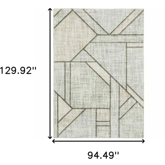 Gray And Ivory Geometric Power Loom Area Rug Photo 3