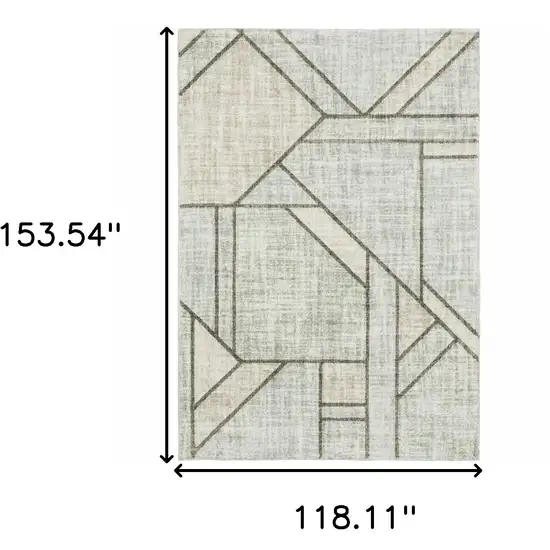 Gray And Ivory Geometric Power Loom Area Rug Photo 3