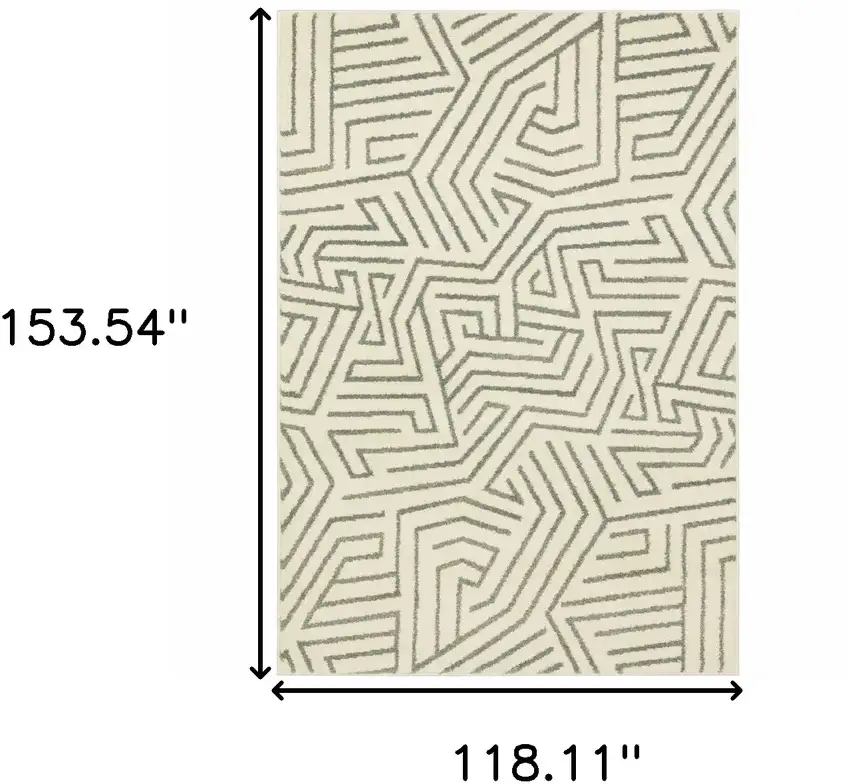 Gray And Ivory Geometric Power Loom Area Rug Photo 9