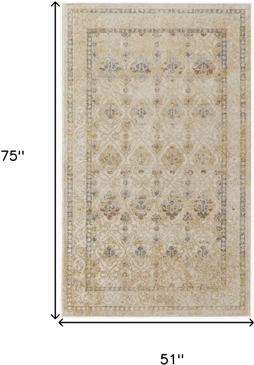 Gray And Ivory Geometric Power Loom Distressed Area Rug Photo 10