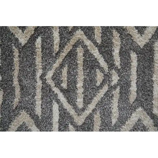 Gray And Ivory Geometric Power Loom Stain Resistant Area Rug Photo 8