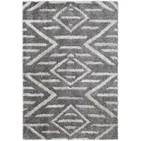 Photo of Gray And Ivory Geometric Power Loom Stain Resistant Area Rug
