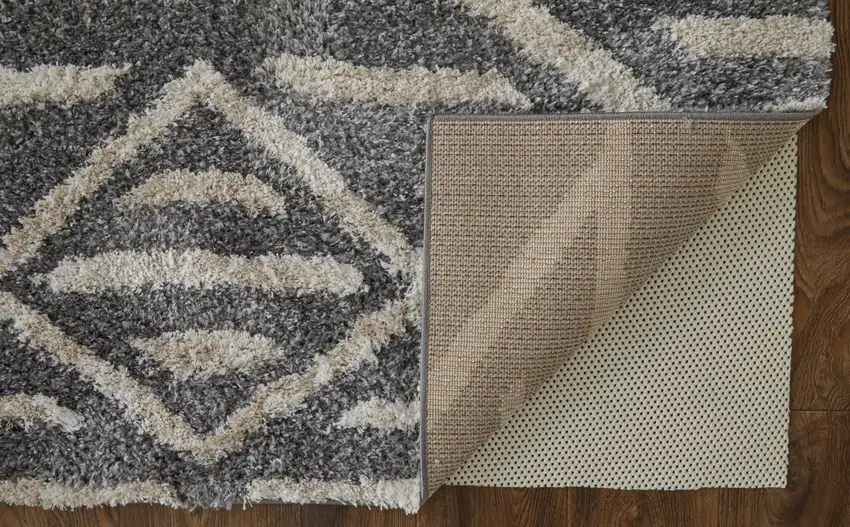 Gray And Ivory Geometric Power Loom Stain Resistant Area Rug Photo 4