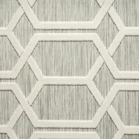Gray And Ivory Geometric Stain Resistant Indoor Outdoor Area Rug Photo 9