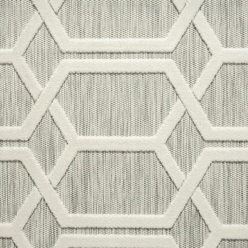 Gray And Ivory Geometric Stain Resistant Indoor Outdoor Area Rug Photo 9