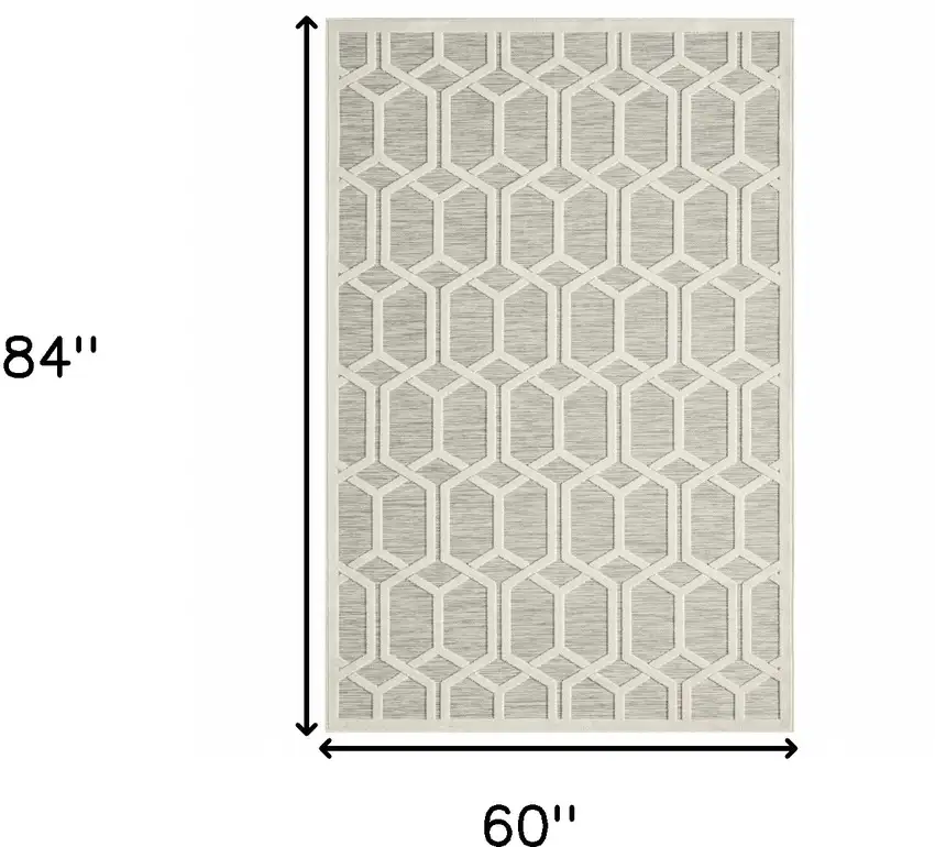 Gray And Ivory Geometric Stain Resistant Indoor Outdoor Area Rug Photo 3