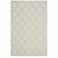 Photo of Gray And Ivory Geometric Stain Resistant Indoor Outdoor Area Rug