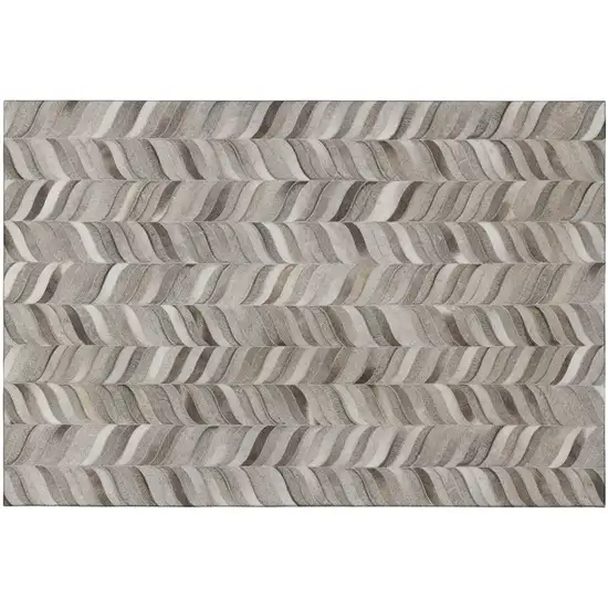 Gray And Ivory Geometric Washable Area Rug With UV Protection Photo 2