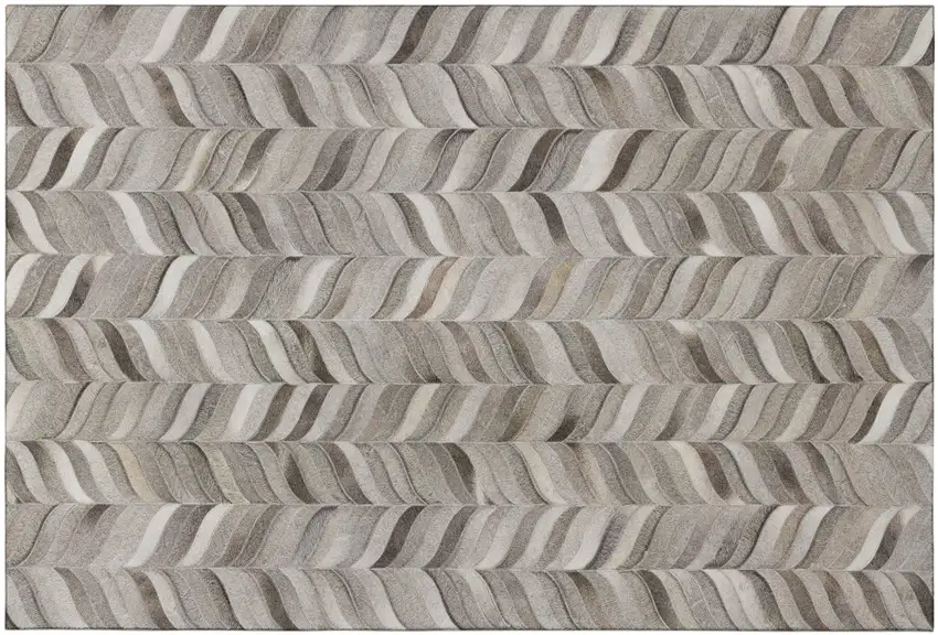 Gray And Ivory Geometric Washable Area Rug With UV Protection Photo 2