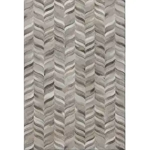 Photo of Gray And Ivory Geometric Washable Area Rug With UV Protection