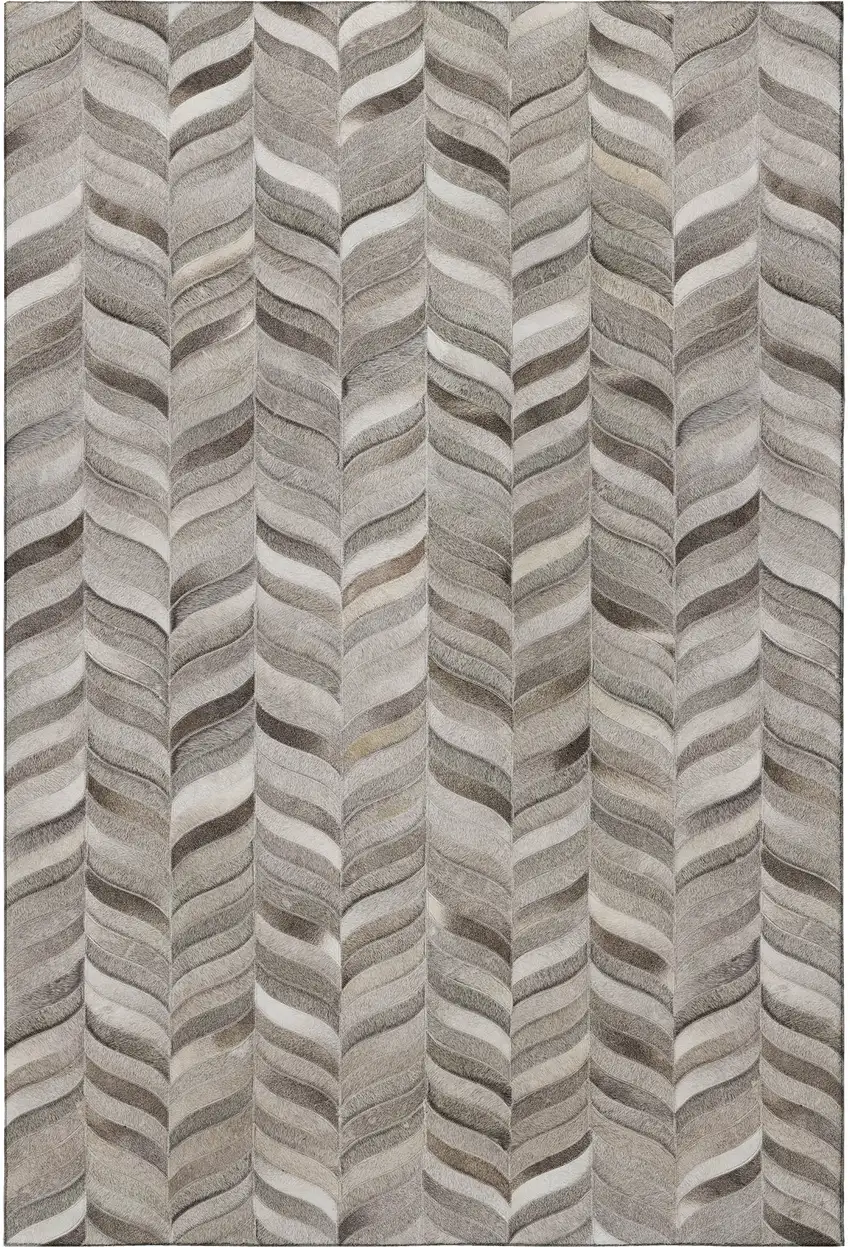 Gray And Ivory Geometric Washable Area Rug With UV Protection Photo 4