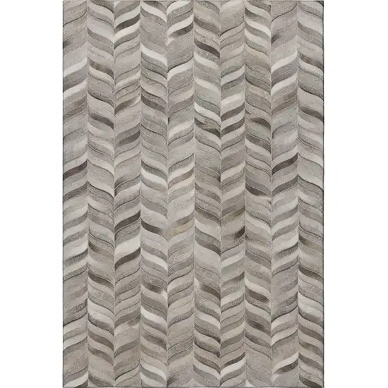 Gray And Ivory Geometric Washable Area Rug With UV Protection Photo 4