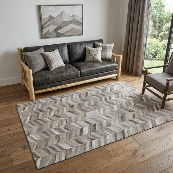 Gray And Ivory Geometric Washable Area Rug With UV Protection Photo 1
