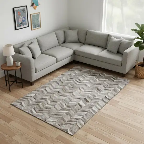Gray And Ivory Geometric Washable Area Rug With UV Protection Photo 1