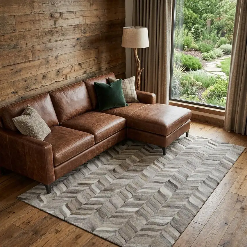 Gray And Ivory Geometric Washable Area Rug With UV Protection Photo 1