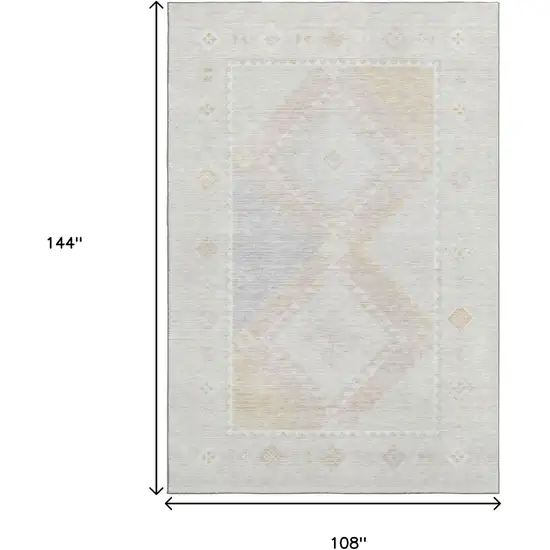 Gray And Ivory Geometric Washable Area Rug With UV Protection Photo 8