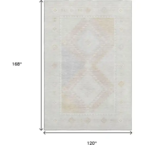 Gray And Ivory Geometric Washable Area Rug With UV Protection Photo 3
