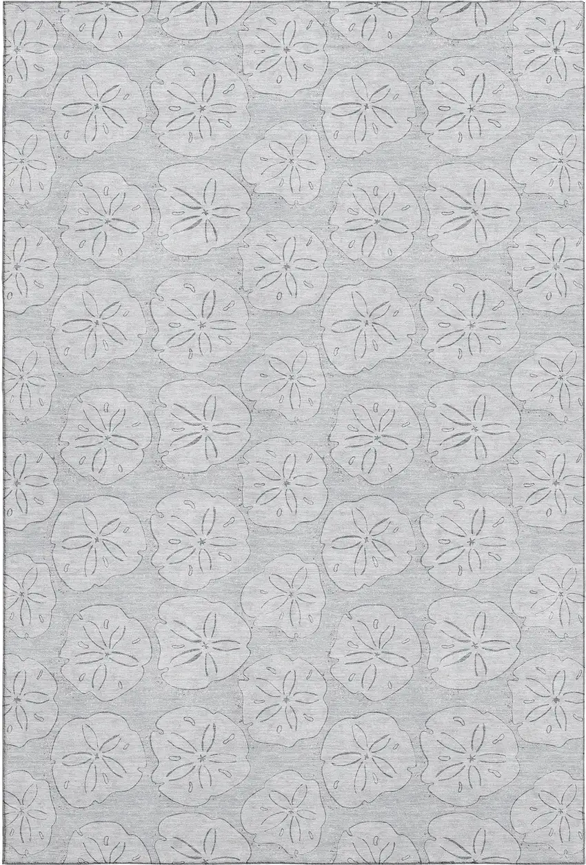 Gray And Ivory Geometric Washable Area Rug With UV Protection Photo 1