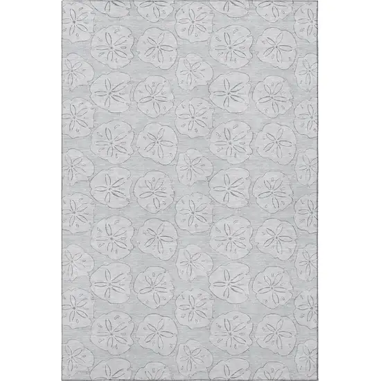 Gray And Ivory Geometric Washable Area Rug With UV Protection Photo 4