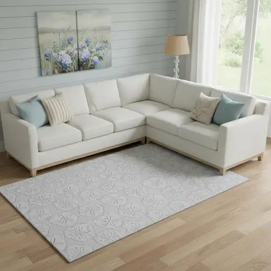 Gray And Ivory Geometric Washable Area Rug With UV Protection Photo 1