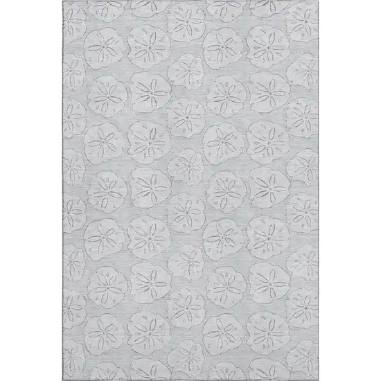 Gray And Ivory Geometric Washable Area Rug With UV Protection Photo 1
