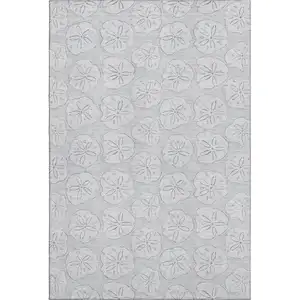 Photo of Gray And Ivory Geometric Washable Area Rug With UV Protection