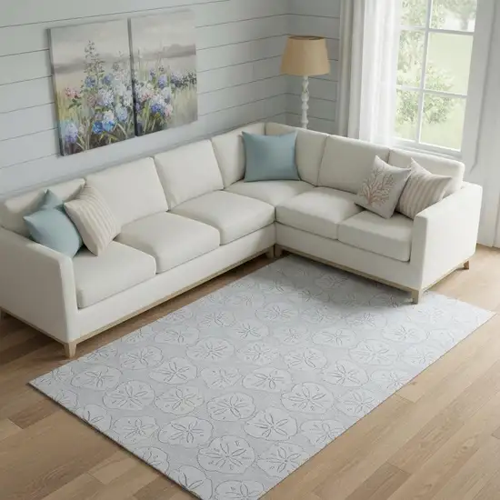 Gray And Ivory Geometric Washable Area Rug With UV Protection Photo 1