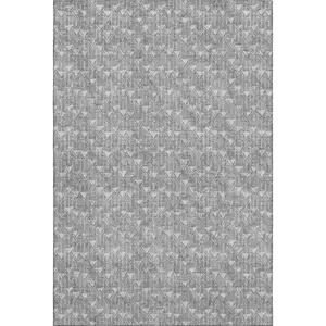 Photo of Gray And Ivory Geometric Washable Area Rug With UV Protection