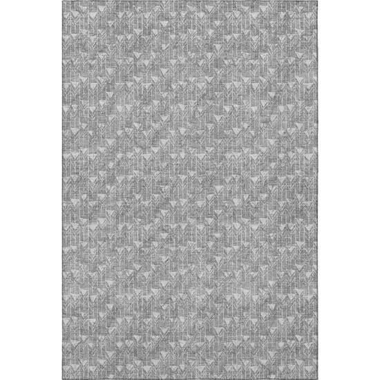 Gray And Ivory Geometric Washable Area Rug With UV Protection Photo 4