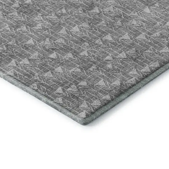Gray And Ivory Geometric Washable Area Rug With UV Protection Photo 8