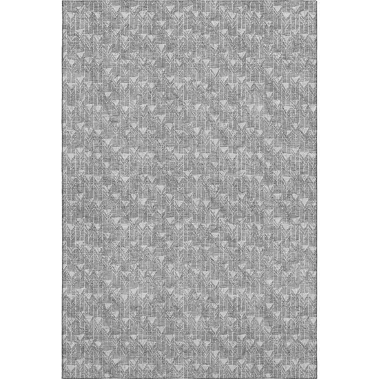 Gray And Ivory Geometric Washable Area Rug With UV Protection Photo 1