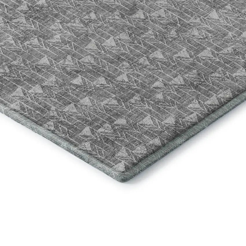 Gray And Ivory Geometric Washable Area Rug With UV Protection Photo 8