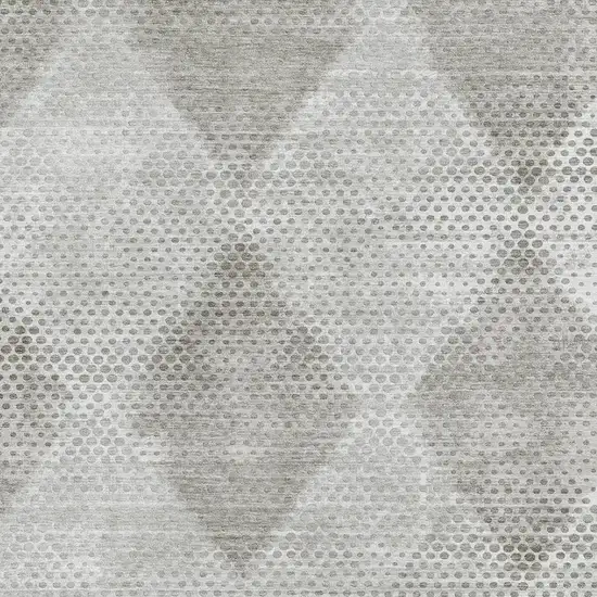 Gray And Ivory Geometric Washable Area Rug With UV Protection Photo 3