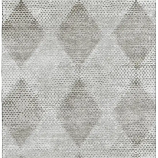 Gray And Ivory Geometric Washable Area Rug With UV Protection Photo 4
