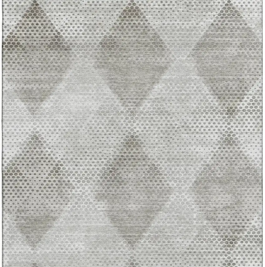 Gray And Ivory Geometric Washable Area Rug With UV Protection Photo 4